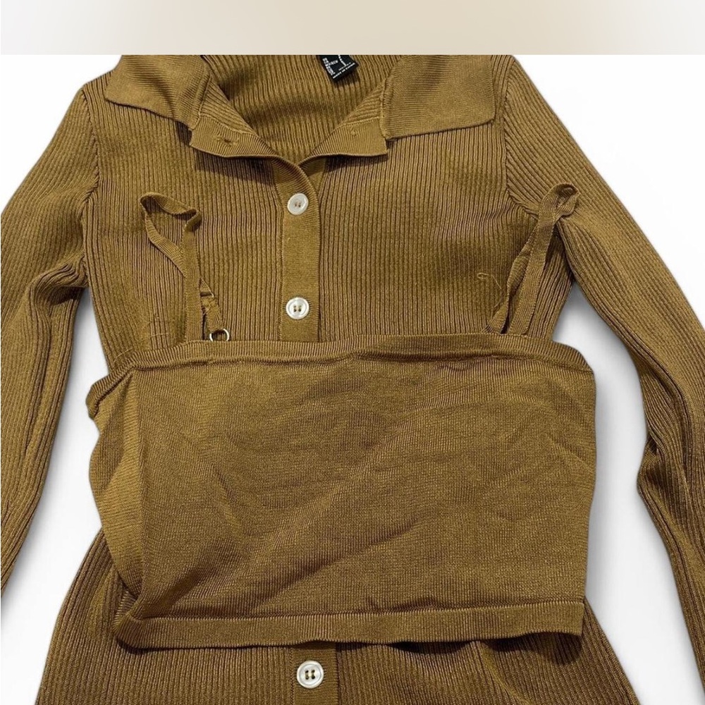 Brown Ribbed Sweater Set - Picture 3 of 4